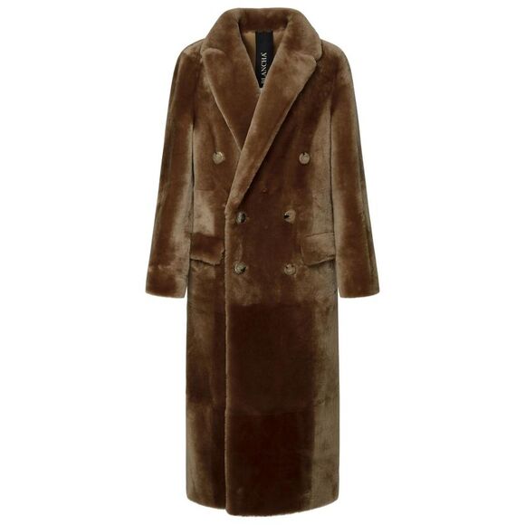 Blancha Long Brown Leather Fur Coat Women - Picture 1 of 3